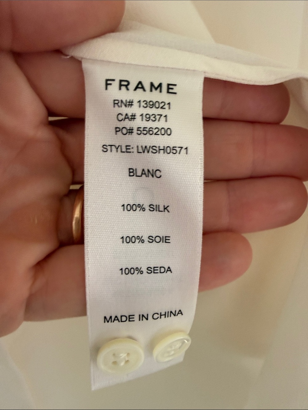 Frame Denim Cream Silk Blouse L - Picture 3 of 4